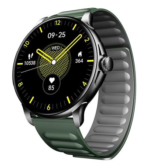 boAt Lunar Oasis w/TBT Navigation, QR Tray, 1.43" (3.6 cm) AMOLED Display, Men & Women(Olive Green)