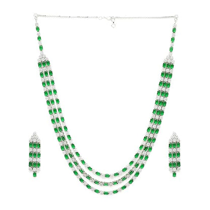 Necklace With Earrings Jewellery Set For Girls and Women (Green) - Rajputtrade