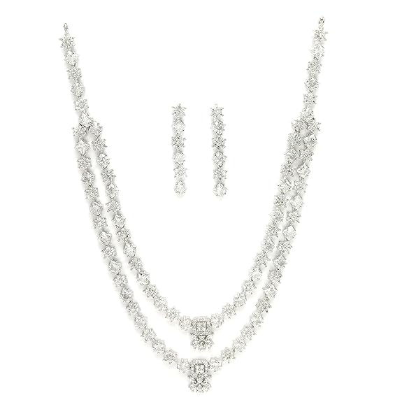 Necklace With Earrings Jewellery Set For Girls and Women (White) - Rajputtrade