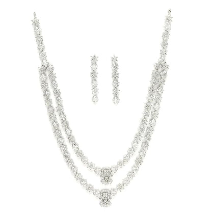 Necklace With Earrings Jewellery Set For Girls and Women (White) - Rajputtrade
