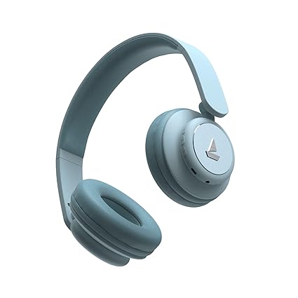 boAt Rockerz 450, 15 HRS Battery, 40mm Drivers, Padded Ear Cushions, Wireless Headphone with Mic (Blue)