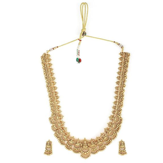 Womens 24K Gold Plated Handcrafted Traditional Lakshmi Temple Jewellery Set - Rajputtrade