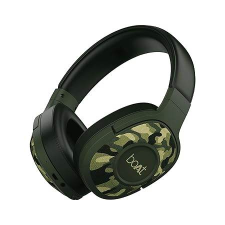 boAt Rockerz 550 Over Ear Bluetooth Headphones with Upto 20 Hours Playback, 50MM Drivers (Army Green) - Rajputtrade