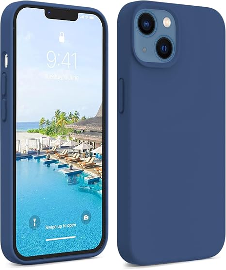 iPhone 13 / iPhone 14 6.1 Inch Shockproof Slim Back Cover Liquid Silicone Case (Blue)