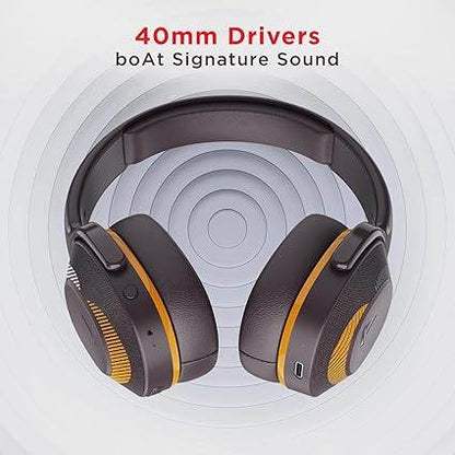 boAt Rockerz 425 Bluetooth Headphones Wireless On Ear Headphones Signature Sound, Enx Tech, ASAP Charge, 25H Playtime (Calm Orange) - Rajputtrade