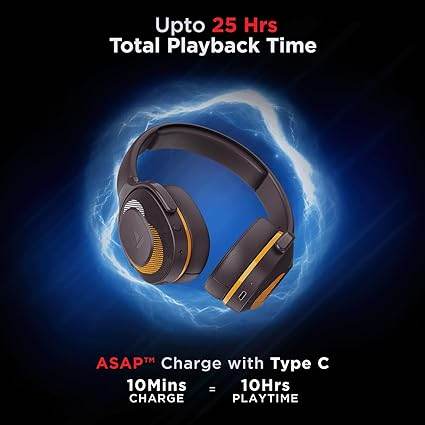 boAt Rockerz 425 Bluetooth Headphones Wireless On Ear Headphones Signature Sound, Enx Tech, ASAP Charge, 25H Playtime (Calm Orange) - Rajputtrade