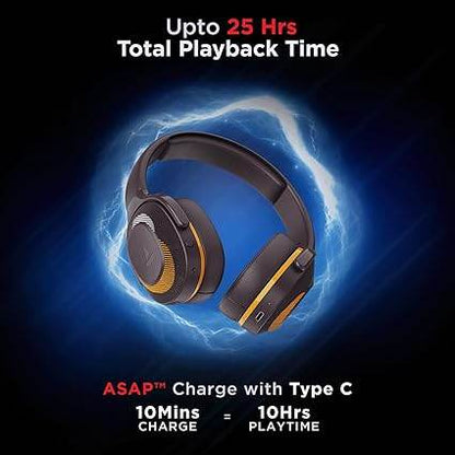 boAt Rockerz 425 Bluetooth Headphones Wireless On Ear Headphones Signature Sound, Enx Tech, ASAP Charge, 25H Playtime (Calm Orange) - Rajputtrade