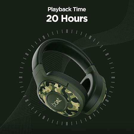 boAt Rockerz 550 Over Ear Bluetooth Headphones with Upto 20 Hours Playback, 50MM Drivers (Army Green) - Rajputtrade