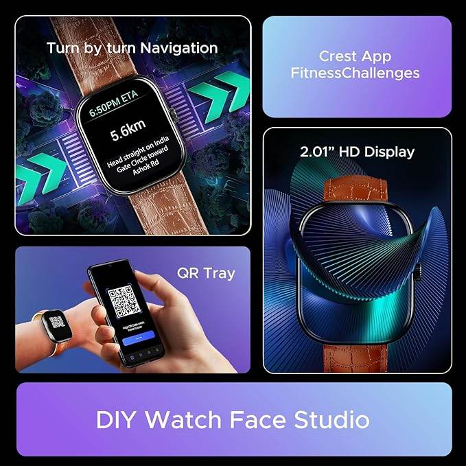 boAt Wave Sigma 3 w/Turn-by-Turn Navigation, 2.01" HD Display, Emergency SOS Smart Watch for Men & Women(Brown Leather) - Rajputtrade
