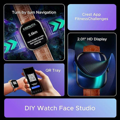 boAt Wave Sigma 3 w/Turn-by-Turn Navigation, 2.01" HD Display, Emergency SOS Smart Watch for Men & Women(Brown Leather) - Rajputtrade