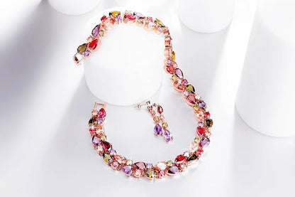 Rose Gold Plated Necklace Set for Women and Girls (Multicolor) - Rajputtrade