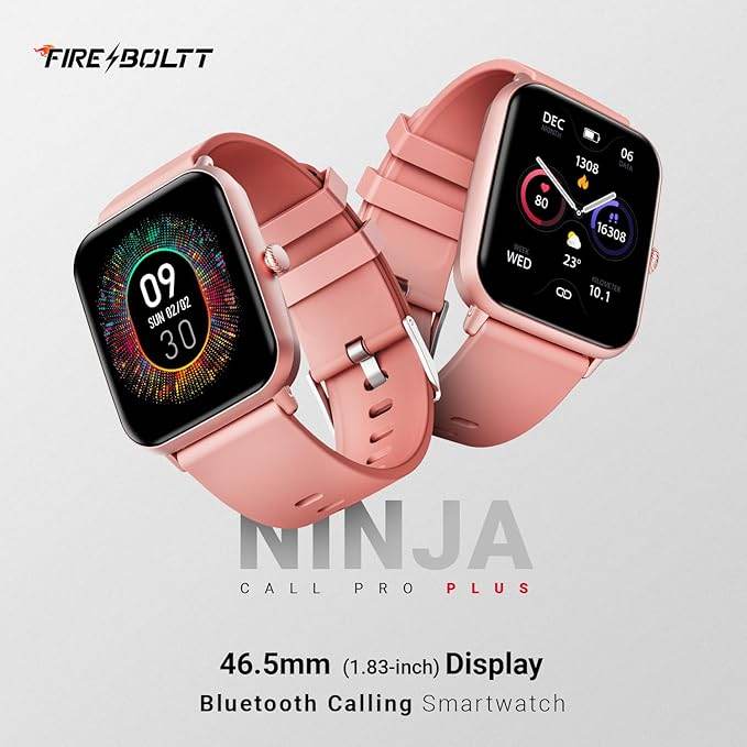 Fire-Boltt Ninja Call Pro Plus Smart Watch 1.83 inch with Bluetooth Calling (Pink) - Rajputtrade