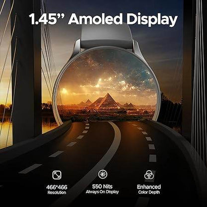 boAt Lunar Peak w/ 1.45" (3.6 cm) AMOLED Display, Advanced BT Calling, Smart Watch for Men & Women(Silver) - Rajputtrade