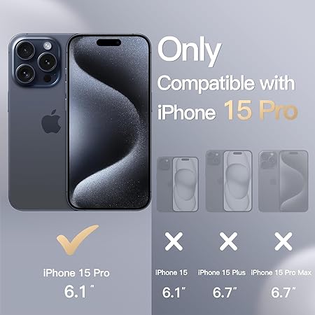 iPhone 15 Pro Case 6.1, Slim Liquid Silicone 3 Layers Full Covered Soft (Blue)