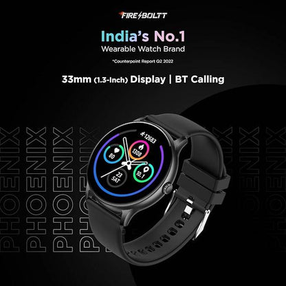 Fire-Boltt Phoenix Smart Watch with Bluetooth Calling 1.3,120+ Sports Modes, 240 * 240 PX High Res (Black) - Rajputtrade