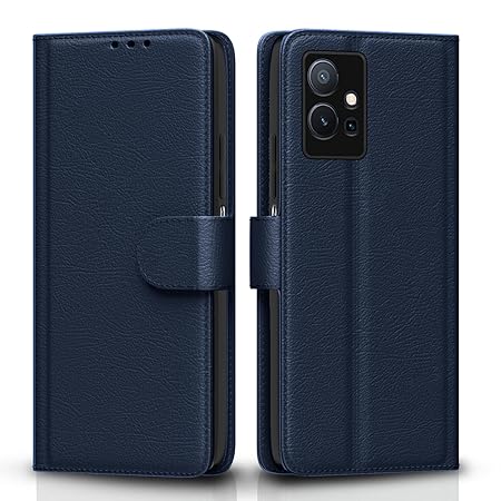 Vivo T1 5G / Vivo Y75 5G / iQOO Z6 5G Flip Cover | PU Leather Finish (Flip Blue)