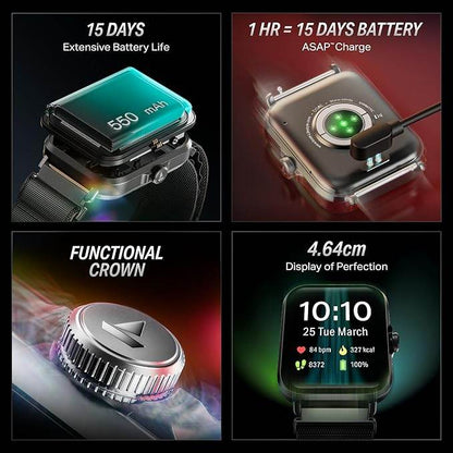 boAt New Launch Storm Infinity w/15 Days Extensive Battery fueled by Huge 550mAh Battery, Sports Strap,1.83”(4.65cm)HD Display (Sports Black) - Rajputtrade
