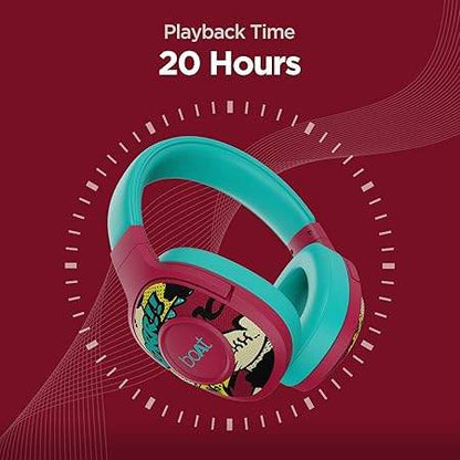 boAt Rockerz 550 Bluetooth Wireless Over Ear Headphones with Upto 20 Hours Playback, 50MM Drivers (Maroon Maverick) - Rajputtrade