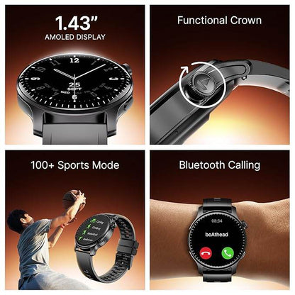 boAt New Launch Ultima Prime smartwatch with 1.43” AMOLED Display, Watch Face Studio (Onyx Black) - Rajputtrade