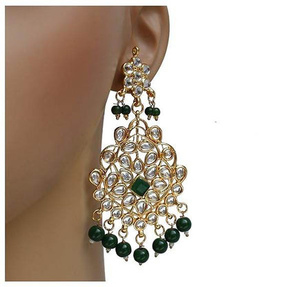 Green Gold Plated Kundan Bridal Necklace Set for Women (Green) - Rajputtrade