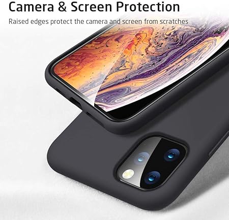 iPhone 11 Pro Max 6.5 inch, Shockproof Slim Back Cover Liquid Silicone Case - Black
