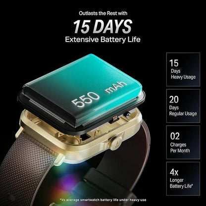 boAt New Launch Storm Infinity w/15 Days Extensive Battery fueled by Huge 550mAh Battery, 1.83”(4.65cm) HD Display (Brown) - Rajputtrade