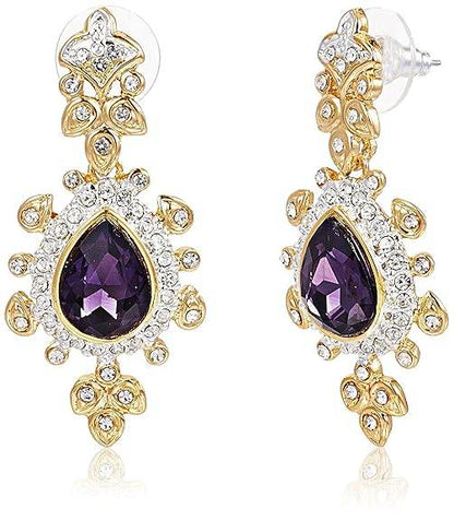 Gold Plated Austrian Crystal With Blue Stone Necklace Set for Women - Rajputtrade