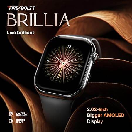 Fire-Boltt Brillia Smart Watch with 51.3mm (2.02 inch) AMOLED Display, Bluetooth Calling, SpO2 (Brillia, Dark Grey) - Rajputtrade