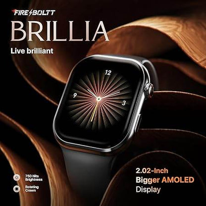 Fire-Boltt Brillia Smart Watch with 51.3mm (2.02 inch) AMOLED Display, Bluetooth Calling, SpO2 (Brillia, Dark Grey) - Rajputtrade