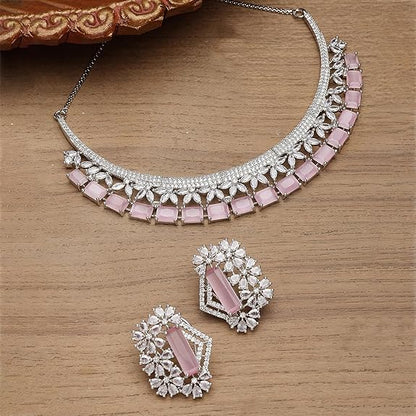 Necklace With Earring Jewellery Set For Woment and Girl (Rose Gold Multi) - Rajputtrade