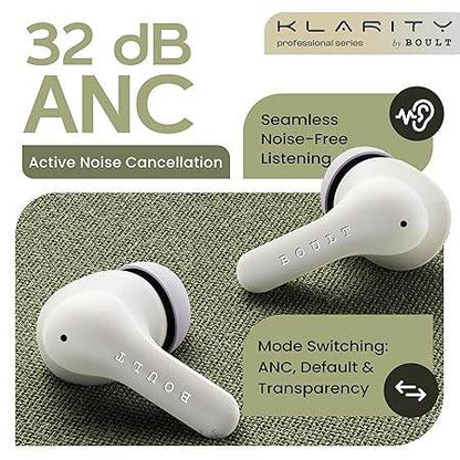 Boult Buds Klarity 4 ANC in-Ear Truly Wireless Earbuds with 35dB Active Noise Cancellation, 60H Playtime (White) - Rajputtrade