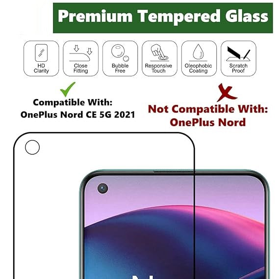 Tempered Glass Screen Guard Protector for OnePlus Nord CE 5G 2021, Realme X7 Max/Realme GT 5G / GT Master Edition Black