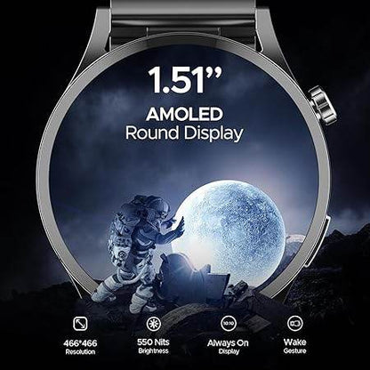 boAt Lunar Embrace w/ 1.51" (3.8 cm) AMOLED Display, BT Calling, Smart Watch for Men & Women(Steel Grey) - Rajputtrade