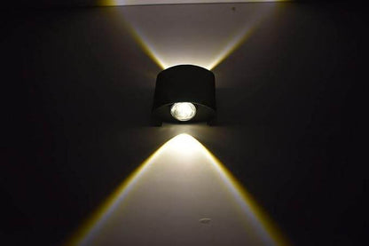 Indoor/Outdoor Wall Lamps - Curved Black LED Light Shade (2 Watts, Up and Down Warm White, Die-Cast Aluminum - Rajputtrade