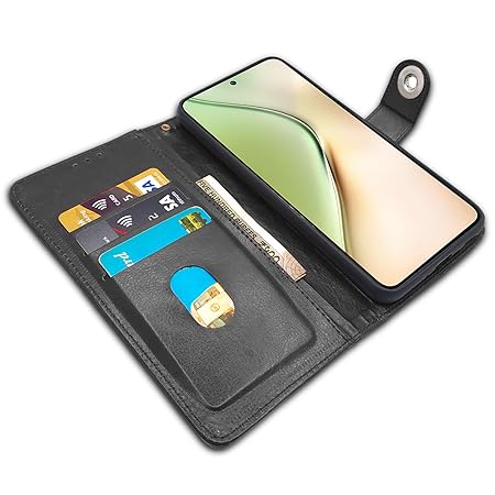 Vivo Y200 5G Flip Cover Leather Finish Flip Case (Black)