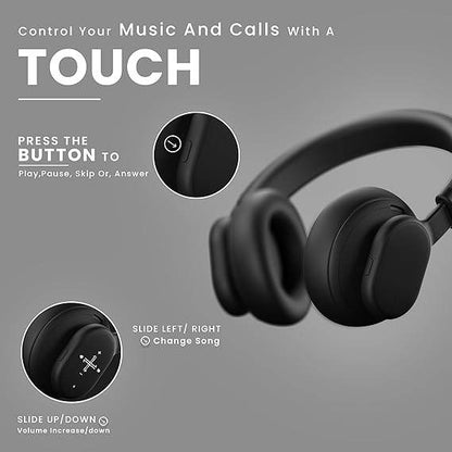 HAMMER Bash Max Over The Ear Wireless Bluetooth Headphones with Mic, Upto 40 Hours Playtime (Black) - Rajputtrade