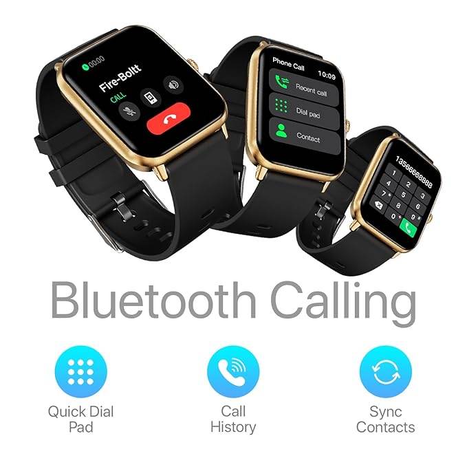 Fire-Boltt Ninja Call Pro Smart Watch Dual Chip Bluetooth Calling, 42.92mm (1.69 inch) Display (Dark Gold Black) - Rajputtrade
