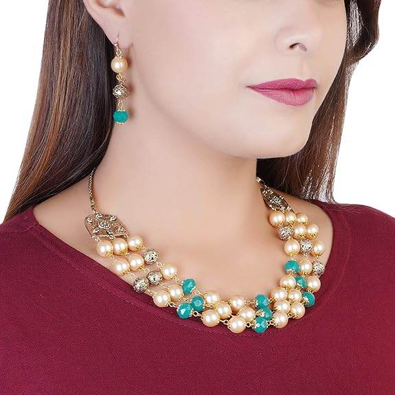 Gold Plated Pearl Necklace Set for Women - Rajputtrade