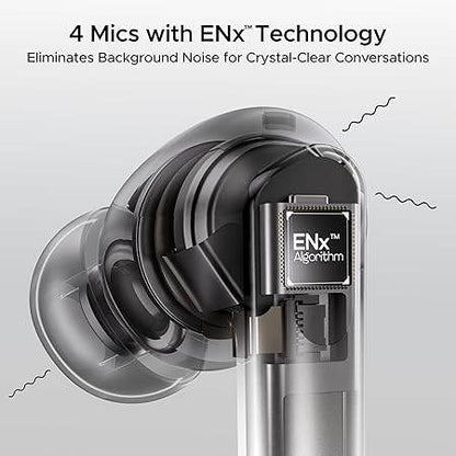 boAt Airdopes 111v2, Premium Leather Finish, 50HRS Battery, 13mm Drivers, Fast Charge, v5.4 Bluetooth TWS in Ear Earbuds (Black) - Rajputtrade