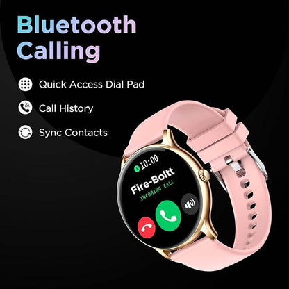 Fire-Boltt Phoenix Smart Watch with Bluetooth Calling 1.3,120+ Sports Modes, 240 * 240 PX High Res (Gold Pink) - Rajputtrade