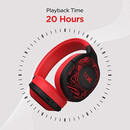 boAt Rockerz 550 Bluetooth Wireless Over Ear Headphones with Mic Upto 20 Hours Playback, 50MM Drivers (Red)