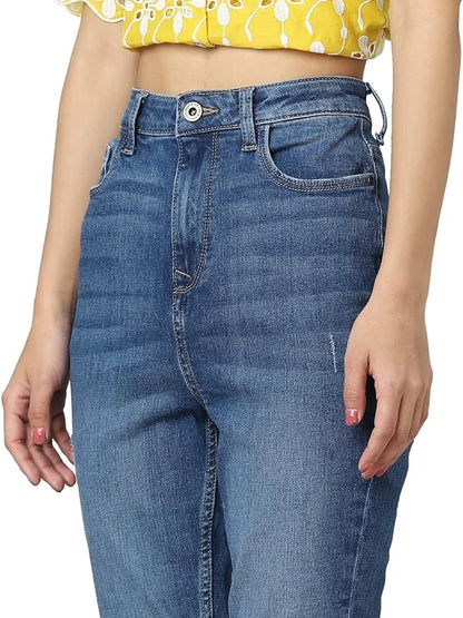 Women's Skinny Jeans, Medium Blue Denim (Size 34) - Rajputtrade