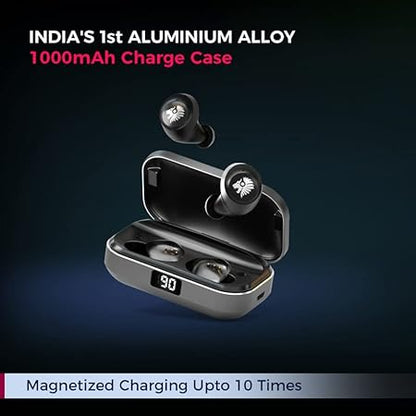 One Roar Denx45 Aluminium Alloy Bluetooth Truly Wireless in Ear Earbuds, Ipx6, Low Latency (Dark Silver) - Rajputtrade
