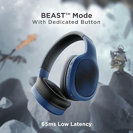boAt Rockerz 460 Wireless Over Ear Headphones W/Up to 30Hrs Playtime, 40Mm Drivers (Blue)