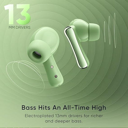 Mivi DuoPods i2 Pro [New Launch], InstaCharge HD Clear Calling Bluetooth in Ear Earbuds, 60 Hours+ Long Playtime (Green) - Rajputtrade