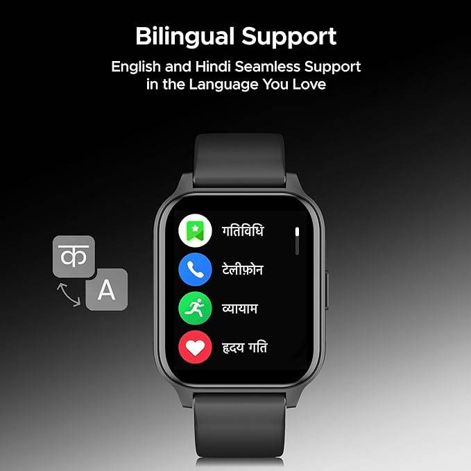 boAt Wave Call 2 Plus Smart Watch w/Bilingual Support (Hindi/English), 1.96”(4.97 cm) HD Display (Black) - Rajputtrade
