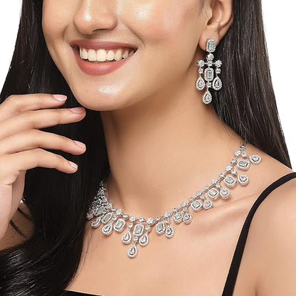 Necklace with Earring Jewellery Set for Girls and Women (Lime Green) - Rajputtrade