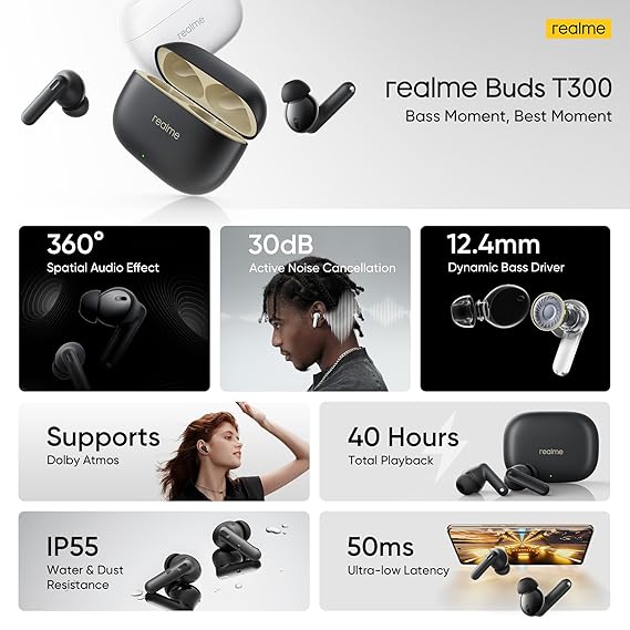 realme Buds T300 Truly Wireless in-Ear Earbuds (White ) - Rajputtrade