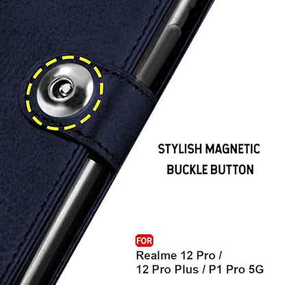 Realme 12 Pro / 12 Pro Plus 5G / Realme P1 Pro 5G | Genuine Leather Finish (Flip Blue)