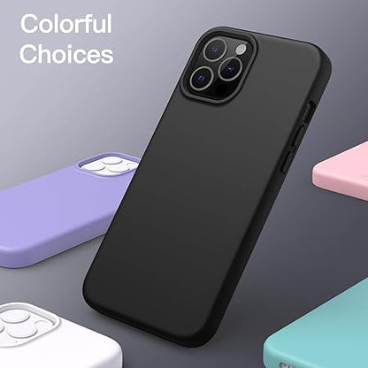 iPhone 12 Pro Max 6.7 inch, Shockproof Slim Back Cover Liquid Silicone Case - Black